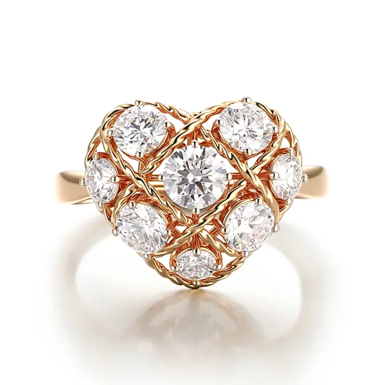 regal cluster engagement ring in 14k gold with round lab grown diamond 1