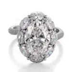 regal cluster engagement ring in platinum with oval lab grown diamond 1