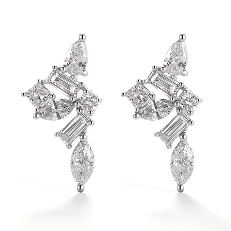 romantic 14k gold pear marquise lab grown diamond stud earrings 1