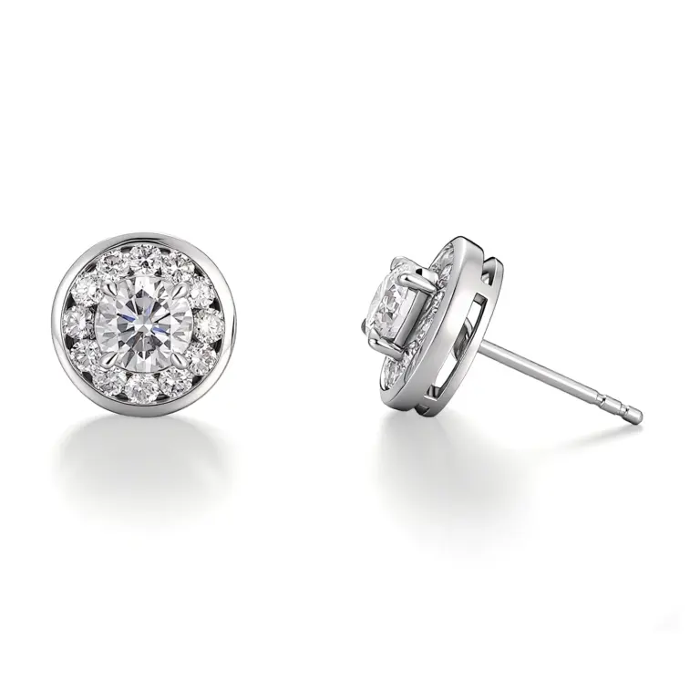 romantic 18k gold round lab grown diamond stud earrings 1