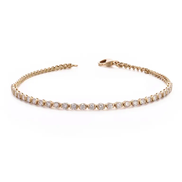 round lab grown diamond modern chain bracelet in platinum 1
