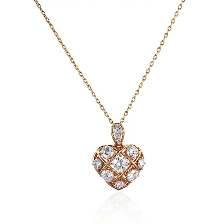 round lab grown diamond refined pendant necklace in 18k gold 1