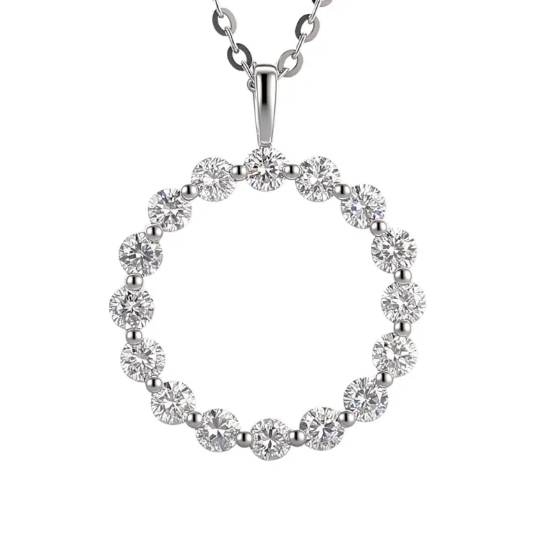 sleek 10k gold round lab grown diamond pendant necklace 1