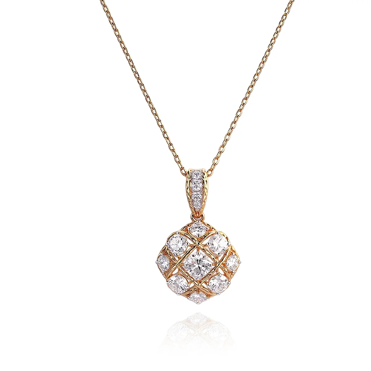 sleek 14k gold round lab grown diamond pendant necklace 1 sleek 14k gold round lab grown diamond pendant necklace 1