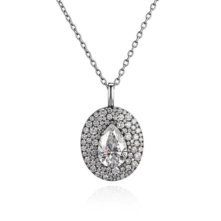 sleek 18k gold pear lab grown diamond pendant necklace 1