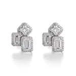 stunning 10k gold emerald lab grown diamond stud earrings 1