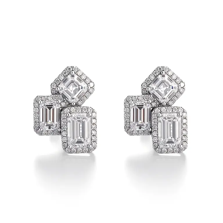 stunning 10k gold emerald lab grown diamond stud earrings 1
