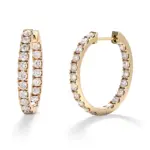 stunning 14k gold round lab grown diamond hoop earrings 1