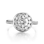stunning 18k gold round lab grown diamond halo engagement ring 1