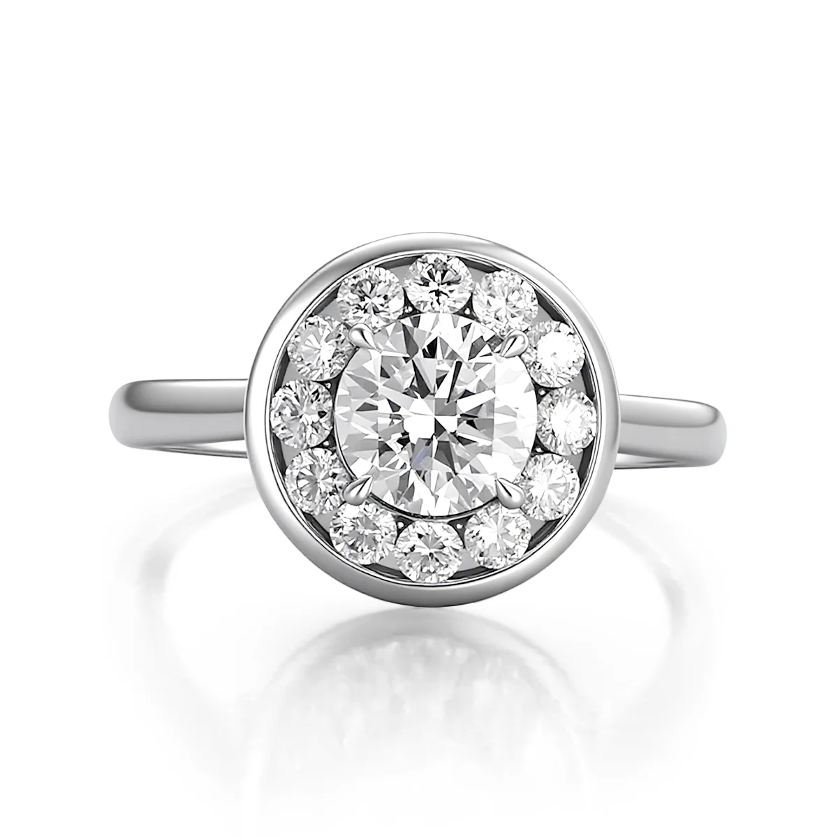 stunning 18k gold round lab grown diamond halo engagement ring 1 stunning 18k gold round lab grown diamond halo engagement ring 1