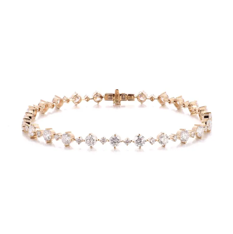 stunning platinum round lab grown diamond chain bracelet 1 1.webp
