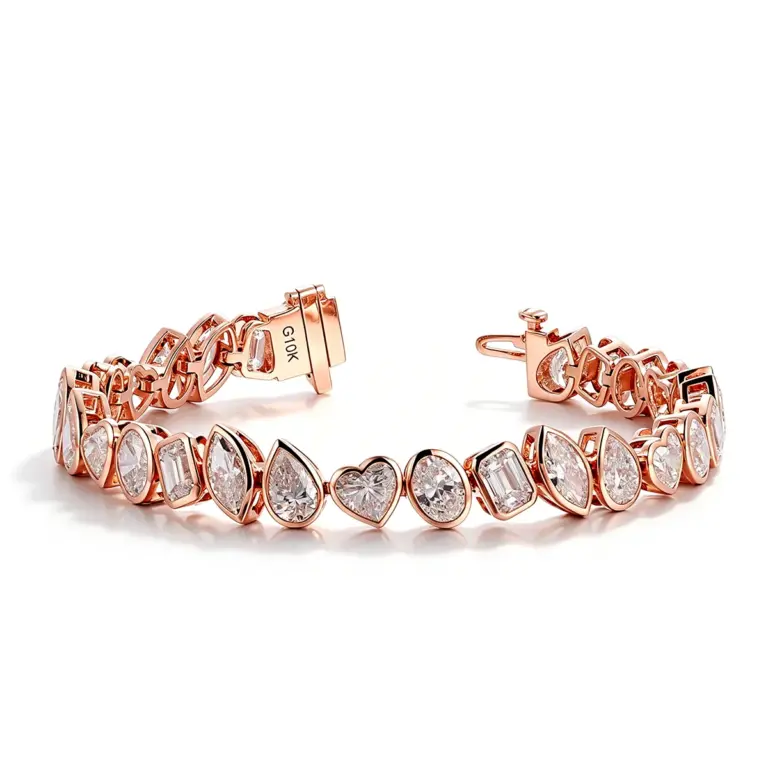 10k gold 13ct multi shape lab grown diamond tennis bracelet 1