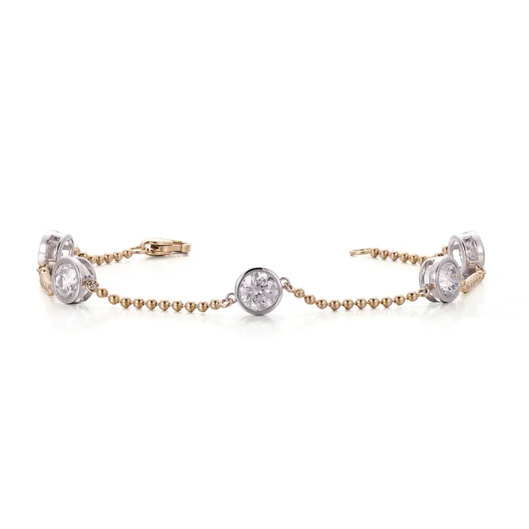 10k gold 2 5ct round lab grown diamond chain bracelet 1