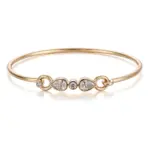 10k gold pear round lab grown diamond bangle bracelet 1