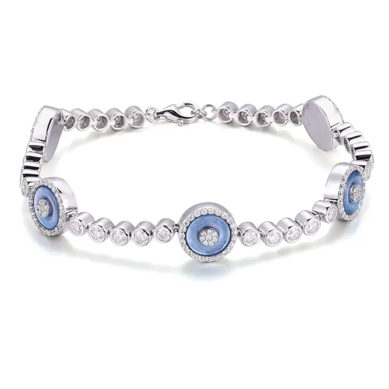 10k gold round lab grown diamond chain bracelet 1