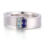 14k gold 0 5ct round blue lab grown sapphire wide band engagement ring 1