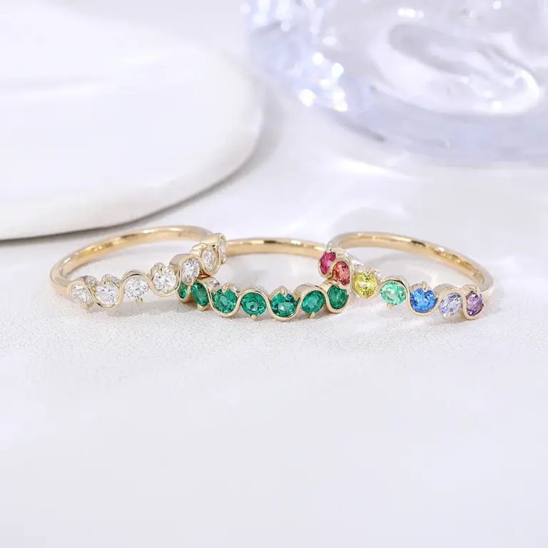 14k gold 0 7ct round white lab grown emerald eternity ring 1