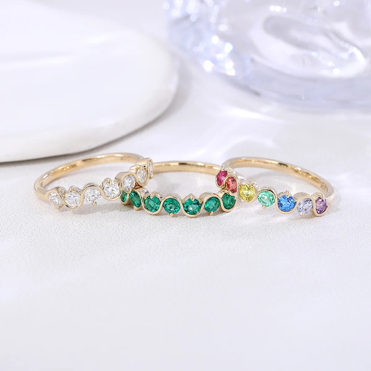 14k gold 0 7ct round white lab grown emerald eternity ring 1 14k gold 0 7ct round white lab grown emerald eternity ring 1