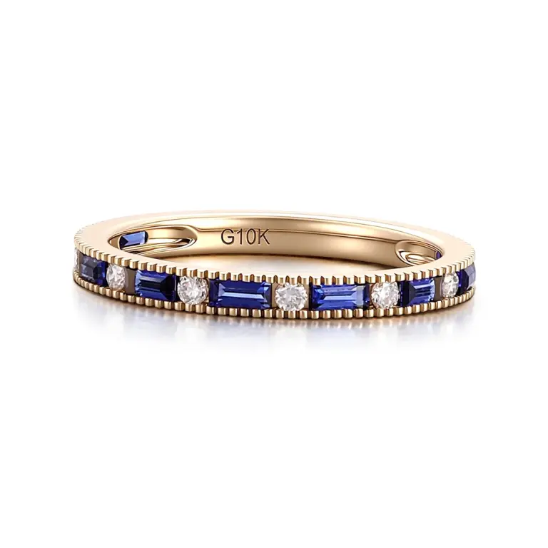 14k gold 0 8ct emerald blue lab grown sapphire eternity ring 1