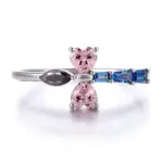 14k gold 0 9ct heart pink lab grown sapphire cluster engagement ring 1