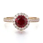 14k gold 1 2ct round red lab grown ruby halo engagement ring 1