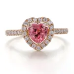 14k gold 1 5ct heart pink lab grown sapphire halo engagement ring 1