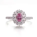 14k gold 1 5ct oval pink lab grown diamond sapphire cluster engagement ring 1