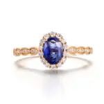 14k gold 1ct oval blue lab grown sapphire halo engagement ring 1