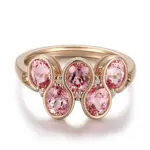 14k gold 1ct oval pink lab grown sapphire cluster engagement ring 1