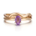 14k gold 1ct oval purple lab grown sapphire stackable ring 1