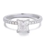 14k gold 1ct princess lab grown diamond side stone engagement ring 1