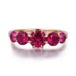 14k gold 2 6ct round red lab grown ruby side stone engagement ring 1