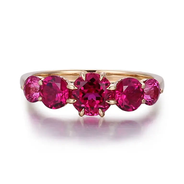 14k gold 2 6ct round red lab grown ruby side stone engagement ring 1