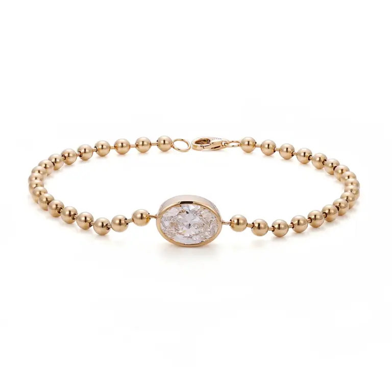 14k gold 2 9ct oval lab grown diamond chain bracelet 1