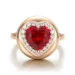 14k gold 2ct heart red lab grown sapphire halo engagement ring 1