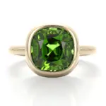 14k gold 3 5ct cushion green lab grown sapphire solitaire engagement ring 1