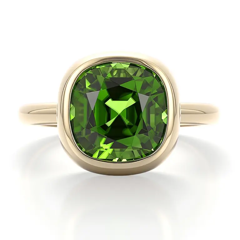 14k gold 3 5ct cushion green lab grown sapphire solitaire engagement ring 1