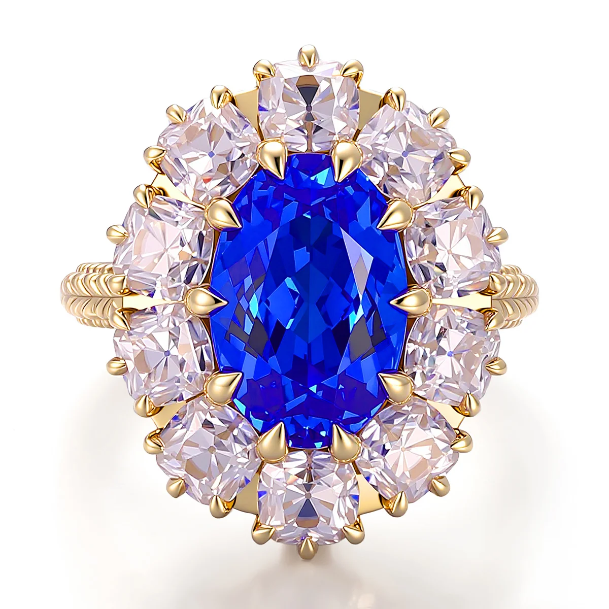 14k gold 3ct oval blue lab grown sapphire halo engagement ring 1 14k gold 3ct oval blue lab grown sapphire halo engagement ring 1