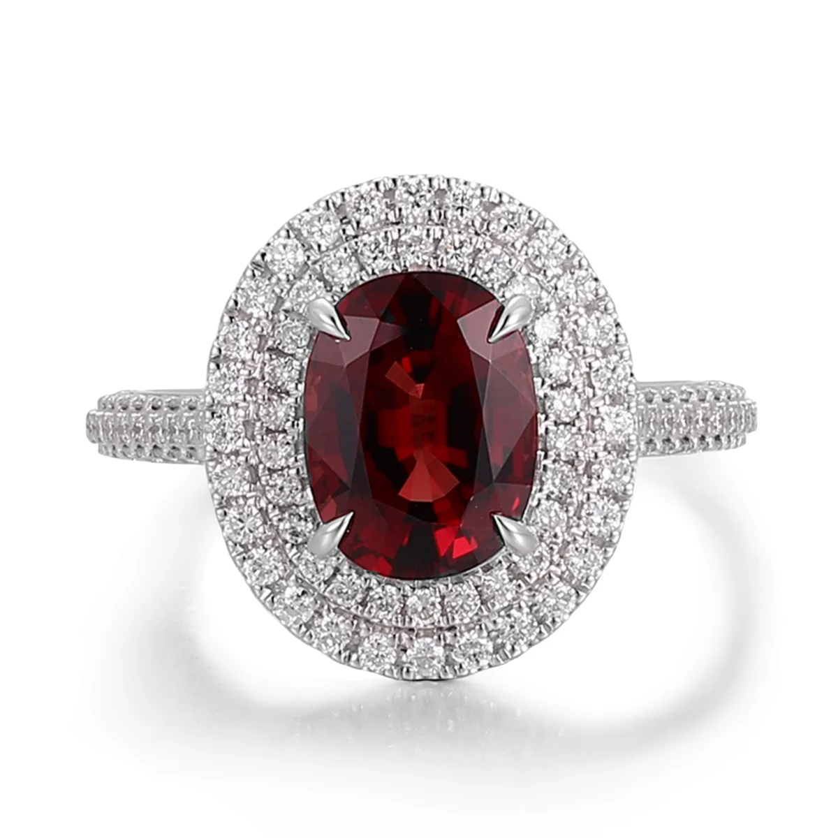 14k gold 3ct oval red lab grown ruby double halo engagement ring 1 14k gold 3ct oval red lab grown ruby double halo engagement ring 1