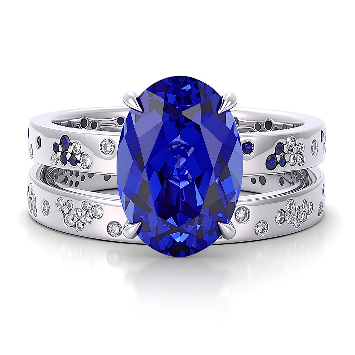 14k gold 4ct oval blue lab grown sapphire stackable ring 1 14k gold 4ct oval blue lab grown sapphire stackable ring 1