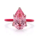 14k gold 4ct pear pink lab grown sapphire solitaire engagement ring 1