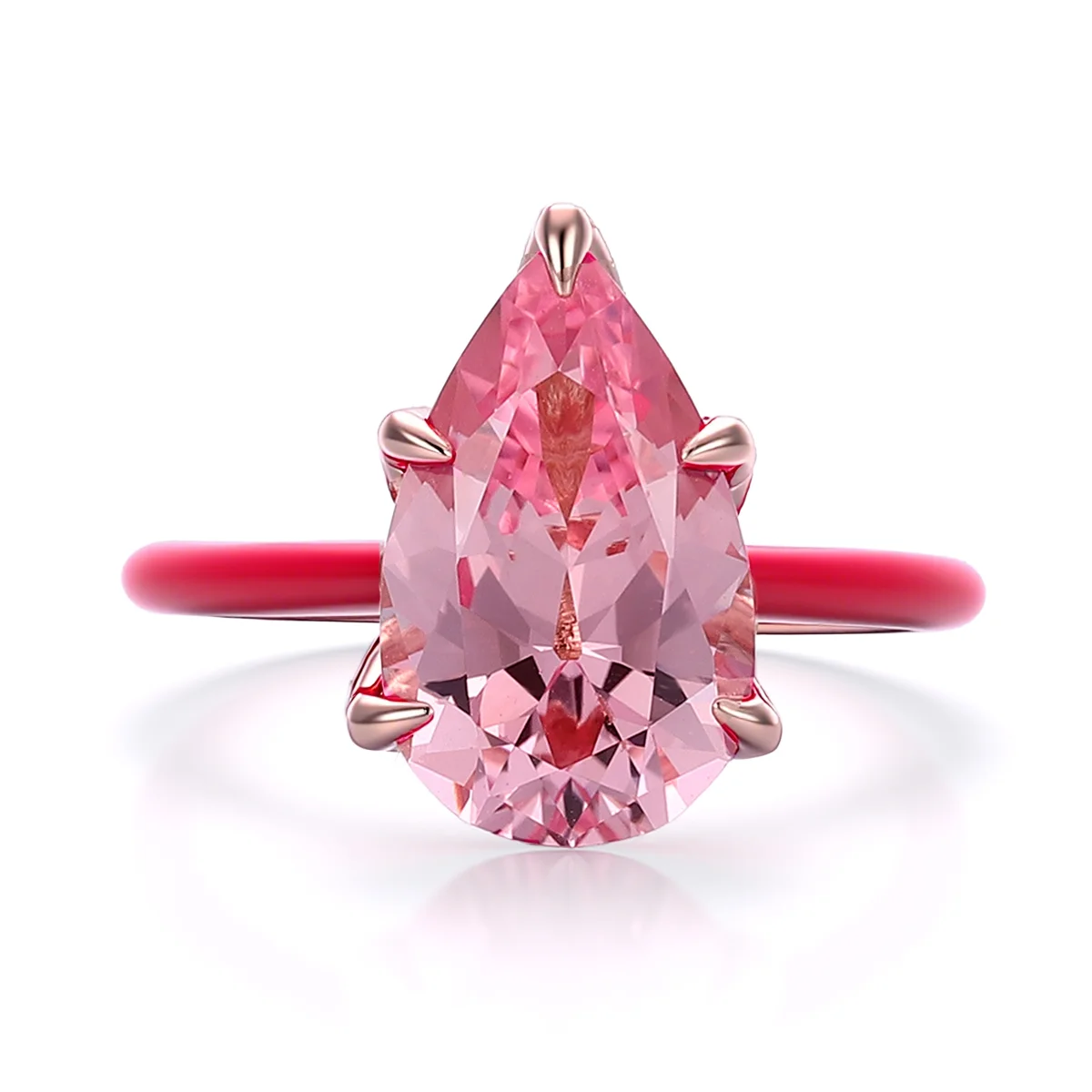 14k gold 4ct pear pink lab grown sapphire solitaire engagement ring 1 14k gold 4ct pear pink lab grown sapphire solitaire engagement ring 1