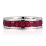 14k gold 4ct princess red lab grown ruby eternity ring 1