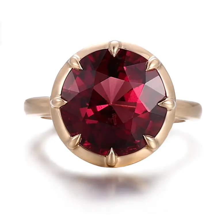 14k gold 4ct round red lab grown ruby solitaire engagement ring 1