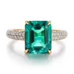 14k gold 6ct emerald green lab grown emerald side stone engagement ring 1