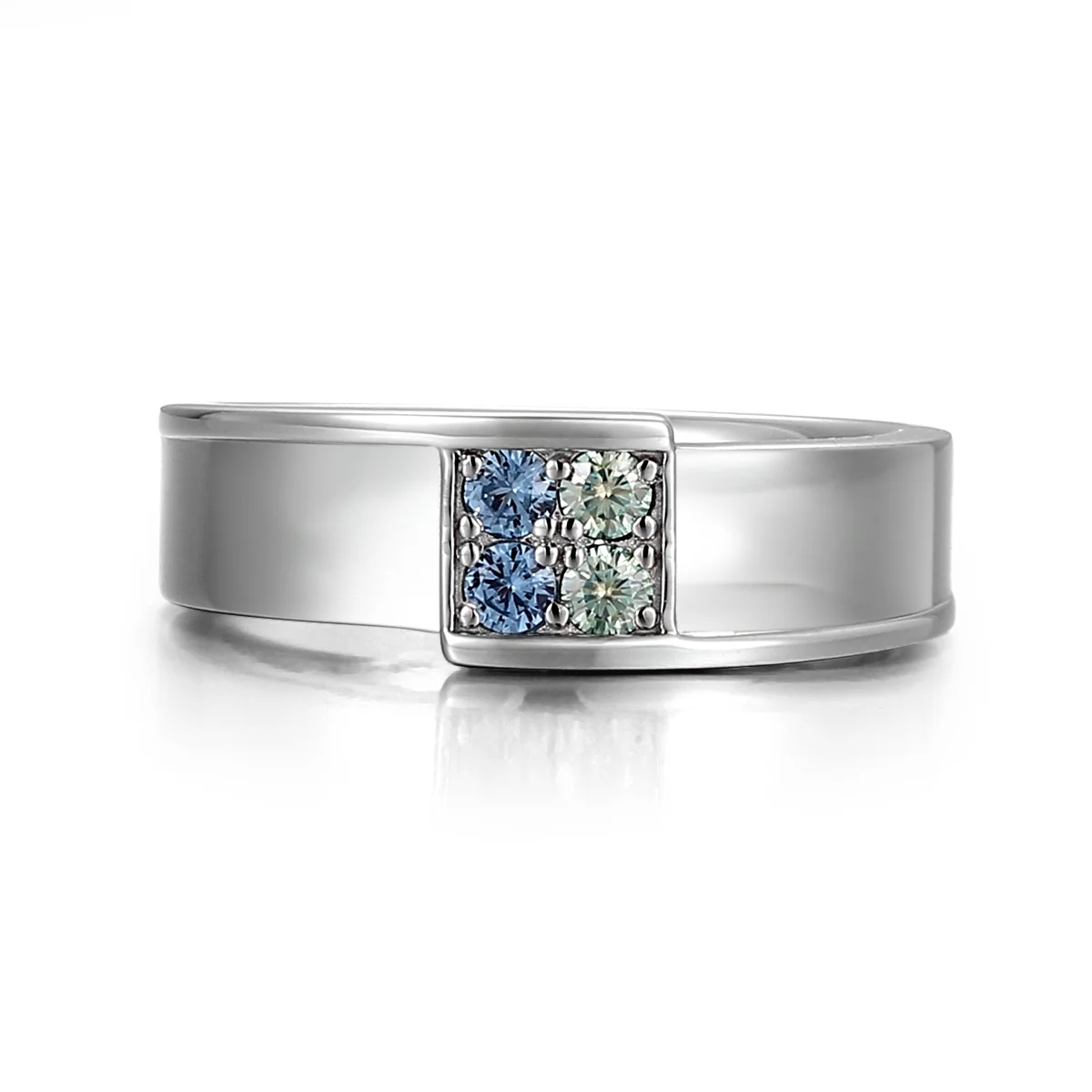 14k gold blue round lab grown sapphire wide band engagement ring 1 14k gold blue round lab grown sapphire wide band engagement ring 1