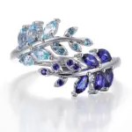 14k gold marquise blue lab grown sapphire split shank engagement ring 1