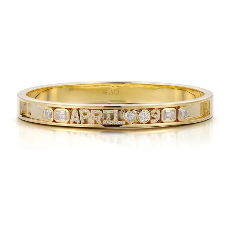 14k gold mixed cut lab grown diamond bangle bracelet 1