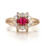 14k gold oval red lab grown ruby split shank engagement ring 1