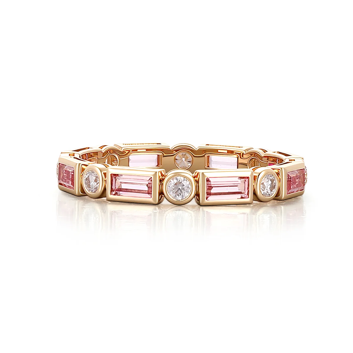 14k gold pink emerald lab grown sapphire eternity ring 1 14k gold pink emerald lab grown sapphire eternity ring 1